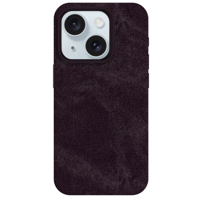 For iPhone 15 Skin Feel Denim Leather MagSafe Phone Case