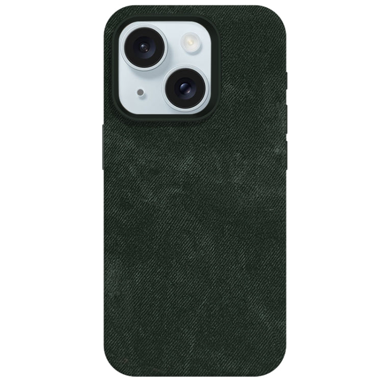 For iPhone 15 Skin Feel Denim Leather MagSafe Phone Case