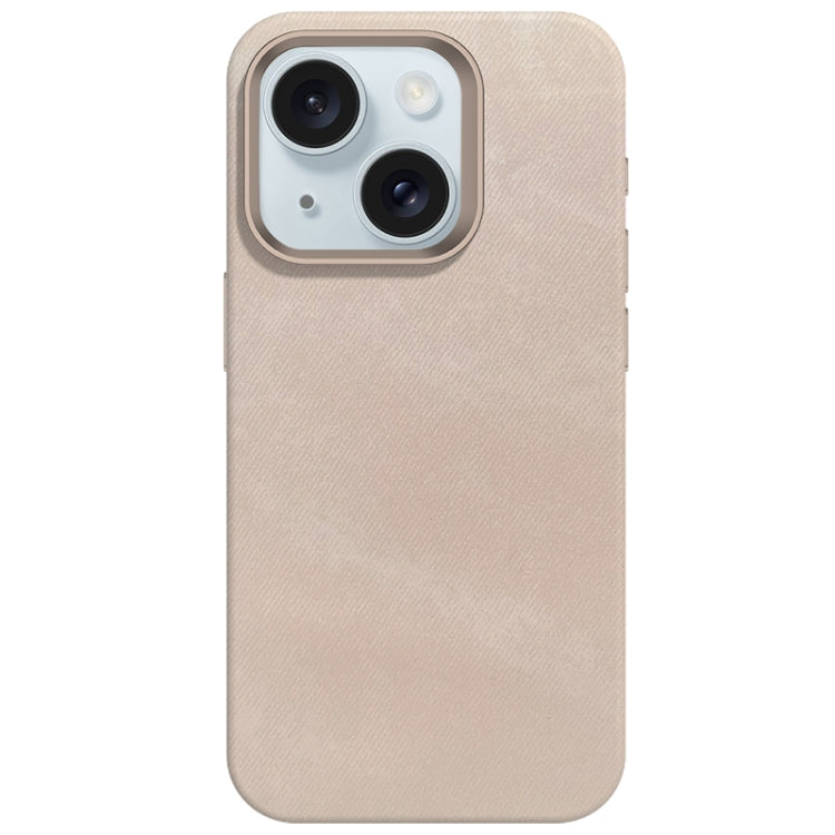 For iPhone 15 Skin Feel Denim Leather MagSafe Phone Case
