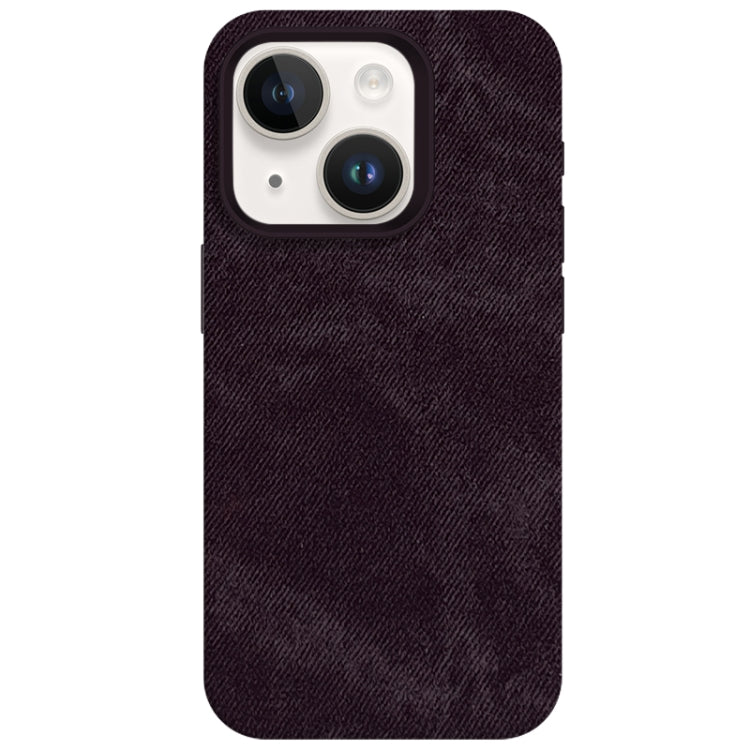 For iPhone 14 Skin Feel Denim Leather MagSafe Phone Case
