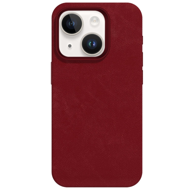 For iPhone 14 Skin Feel Denim Leather MagSafe Phone Case