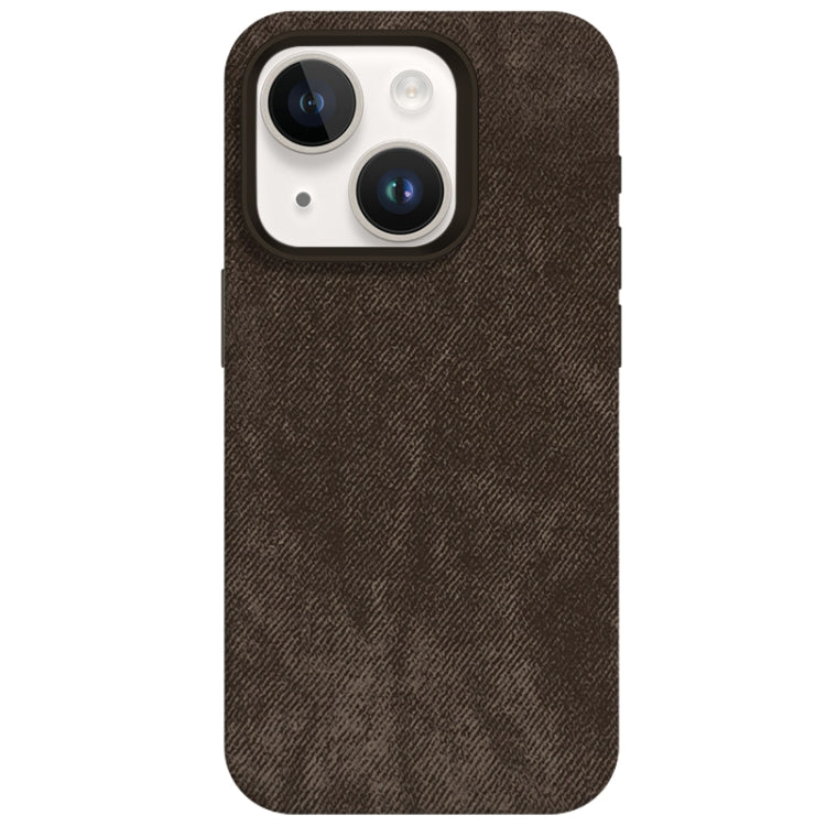 For iPhone 14 Skin Feel Denim Leather MagSafe Phone Case