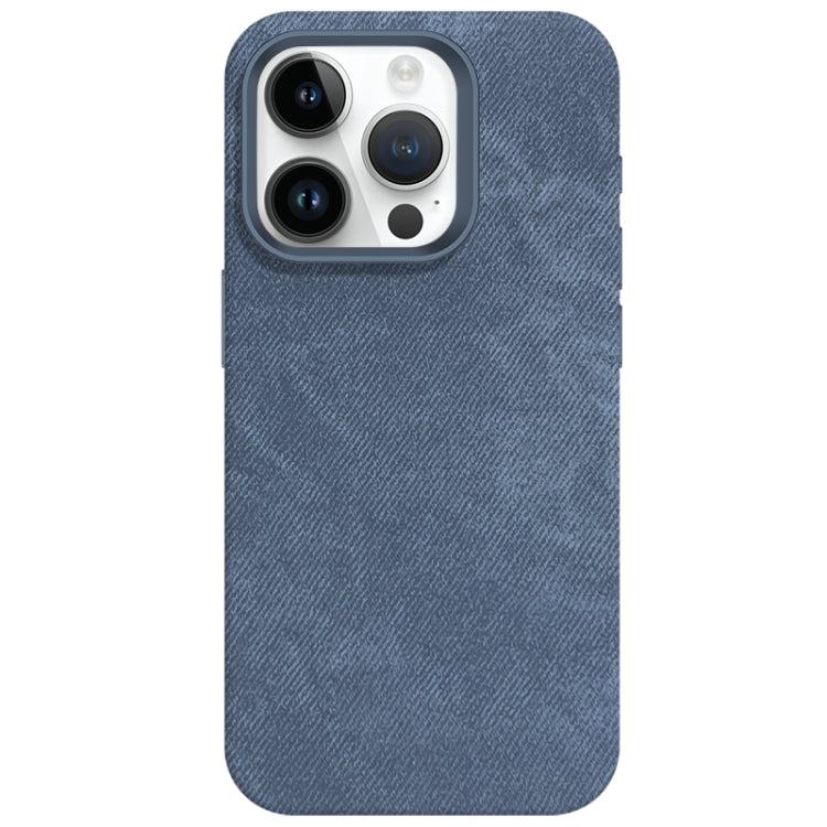 For iPhone 14 Pro Skin Feel Denim Leather MagSafe Phone Case
