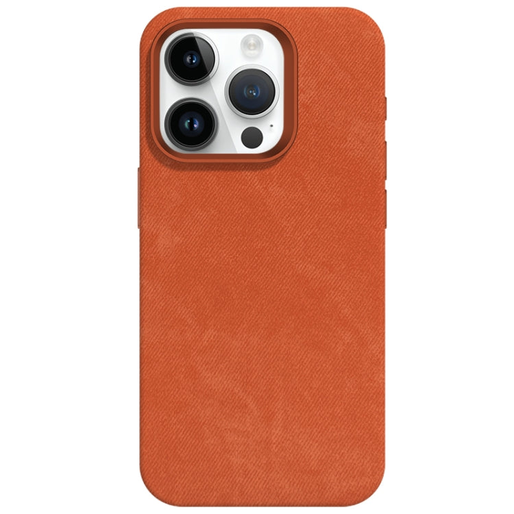 For iPhone 14 Pro Skin Feel Denim Leather MagSafe Phone Case
