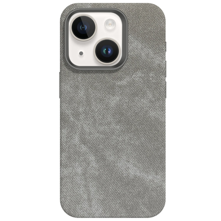 For iPhone 13 Skin Feel Denim Leather MagSafe Phone Case