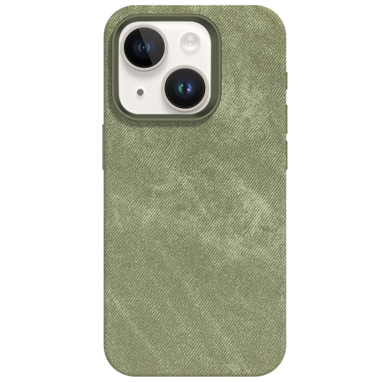 For iPhone 13 Skin Feel Denim Leather MagSafe Phone Case