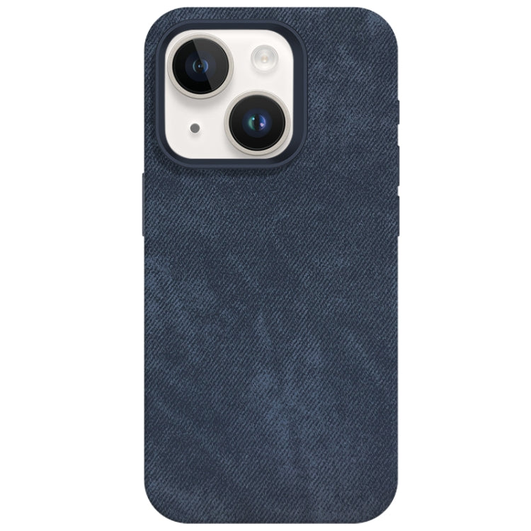 For iPhone 13 Skin Feel Denim Leather MagSafe Phone Case