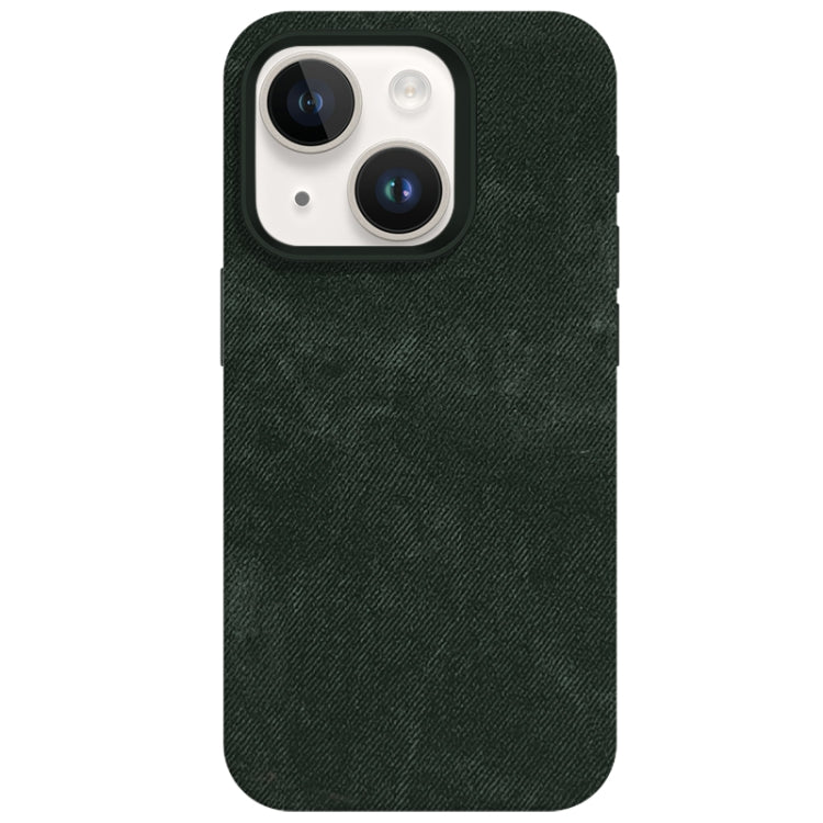 For iPhone 13 Skin Feel Denim Leather MagSafe Phone Case