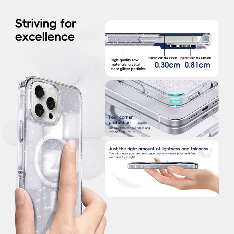 For iPhone 16 Pro Max Glitter Powder MagSafe Magnetic Phone Case