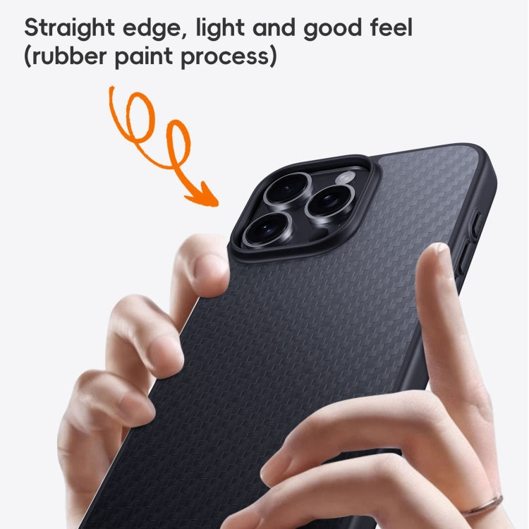 For iPhone 16 Plus Carbon Fiber Kevlar MagSafe Magnetic Phone Case - Black
