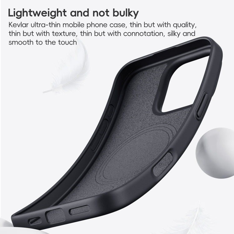 For iPhone 16 Pro Max Carbon Fiber Kevlar MagSafe Magnetic Phone Case - Black