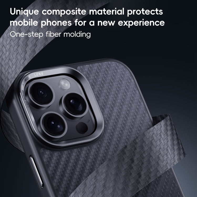 For iPhone 16 Plus Carbon Fiber Kevlar MagSafe Magnetic Phone Case - Black