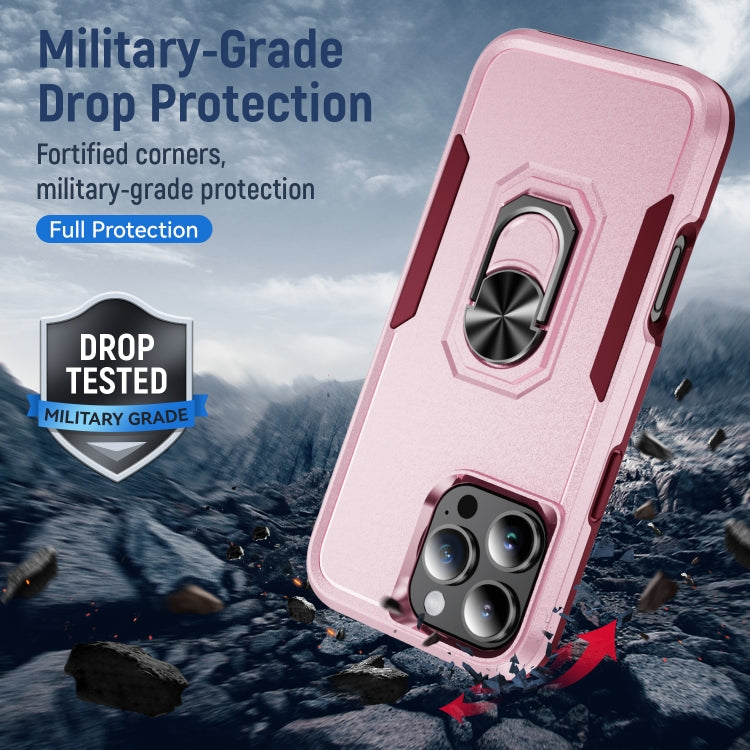 For iPhone 16 Pro Pioneer Armor Heavy Duty PC + TPU Phone Case with Holder