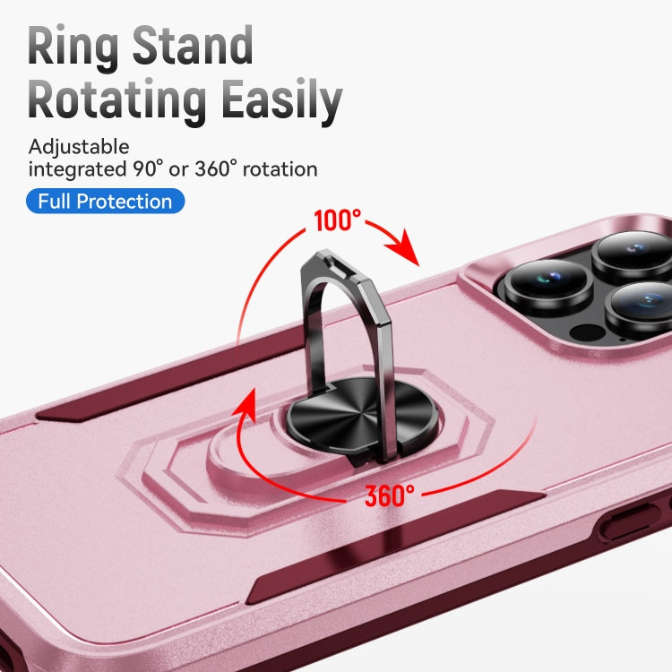 For iPhone 16 Pro Pioneer Armor Heavy Duty PC + TPU Phone Case with Holder
