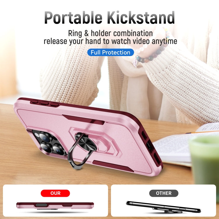 For iPhone 16 Pro Pioneer Armor Heavy Duty PC + TPU Phone Case with Holder