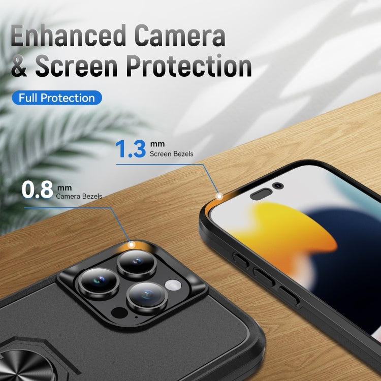 For iPhone 16 Pro Pioneer Armor Heavy Duty PC + TPU Phone Case with Holder