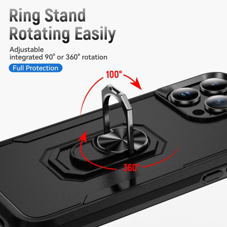 For iPhone 16 Pro Pioneer Armor Heavy Duty PC + TPU Phone Case with Holder