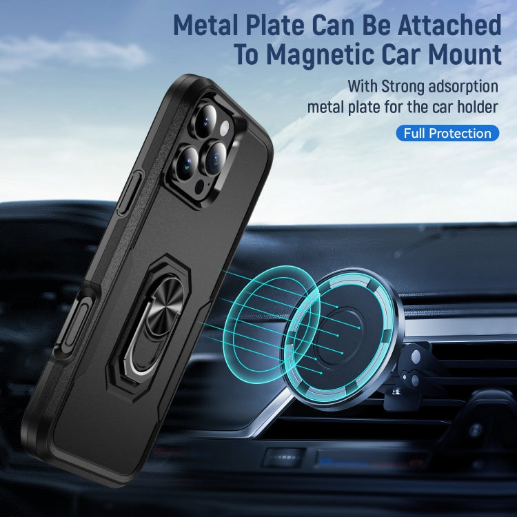 For iPhone 16 Pro Pioneer Armor Heavy Duty PC + TPU Phone Case with Holder