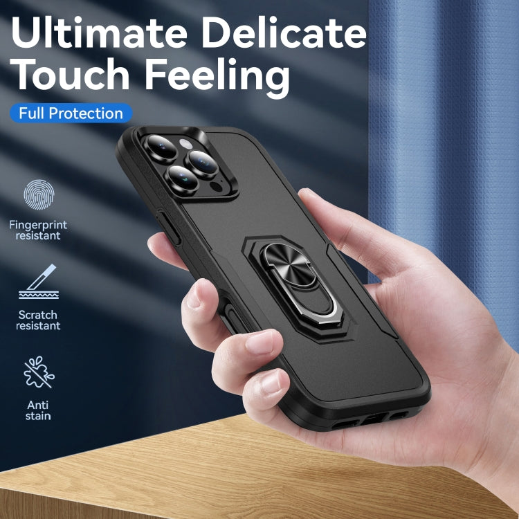 For iPhone 16 Pro Pioneer Armor Heavy Duty PC + TPU Phone Case with Holder