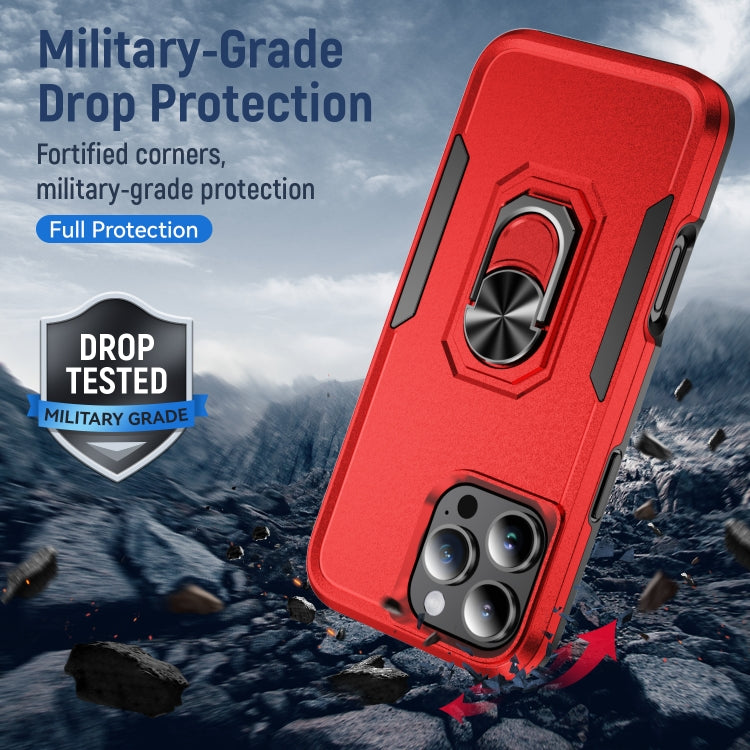 For iPhone 16 Pro Pioneer Armor Heavy Duty PC + TPU Phone Case with Holder