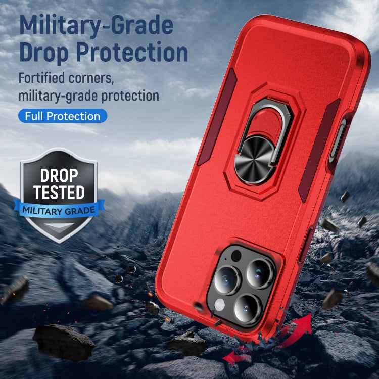 For iPhone 16 Pro Pioneer Armor Heavy Duty PC + TPU Phone Case with Holder
