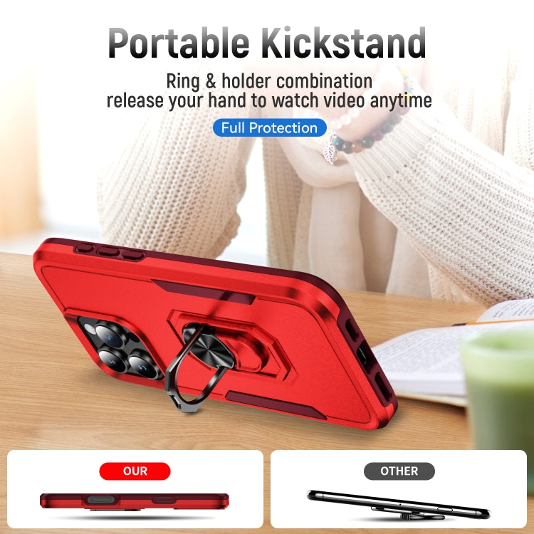 For iPhone 16 Pro Pioneer Armor Heavy Duty PC + TPU Phone Case with Holder