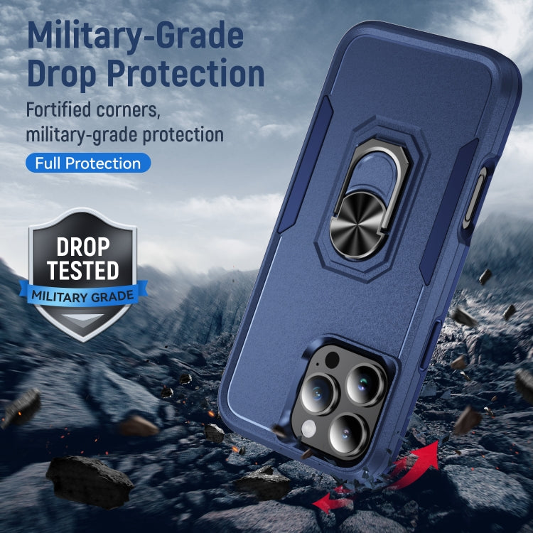 For iPhone 16 Pro Pioneer Armor Heavy Duty PC + TPU Phone Case with Holder