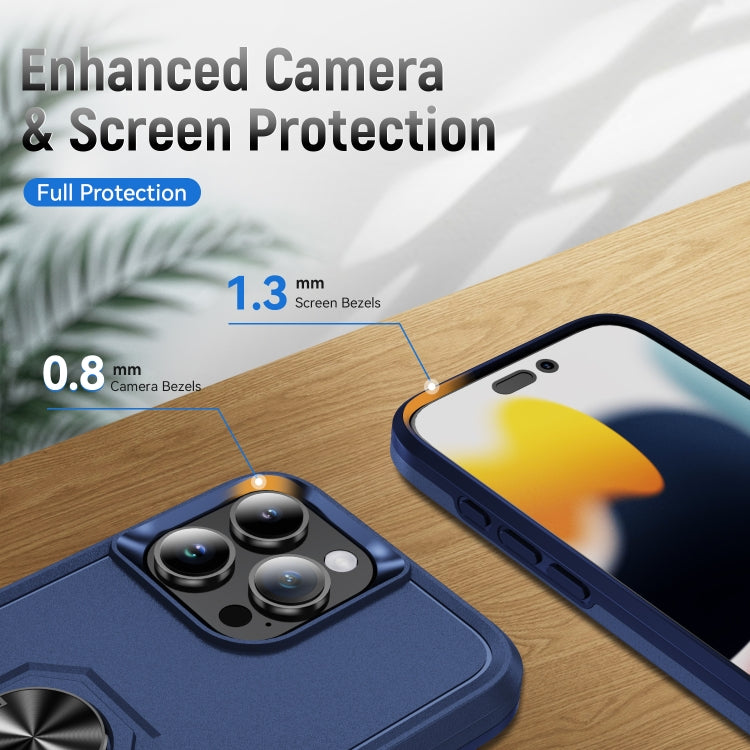 For iPhone 16 Pro Pioneer Armor Heavy Duty PC + TPU Phone Case with Holder