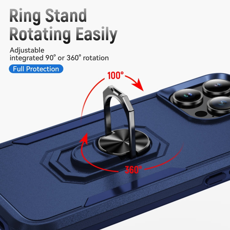 For iPhone 16 Pro Pioneer Armor Heavy Duty PC + TPU Phone Case with Holder