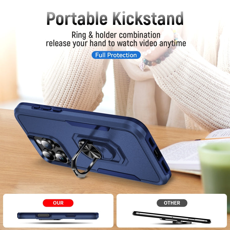 For iPhone 16 Pro Pioneer Armor Heavy Duty PC + TPU Phone Case with Holder