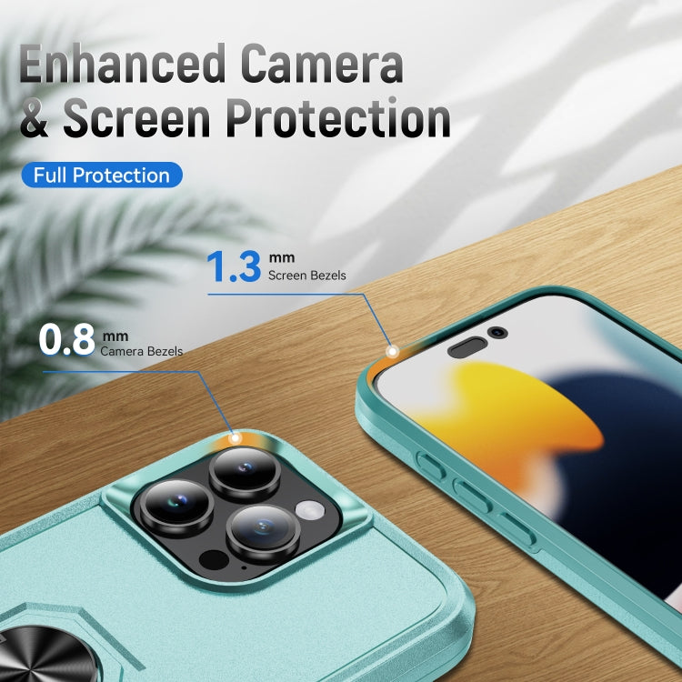 For iPhone 16 Pro Pioneer Armor Heavy Duty PC + TPU Phone Case with Holder