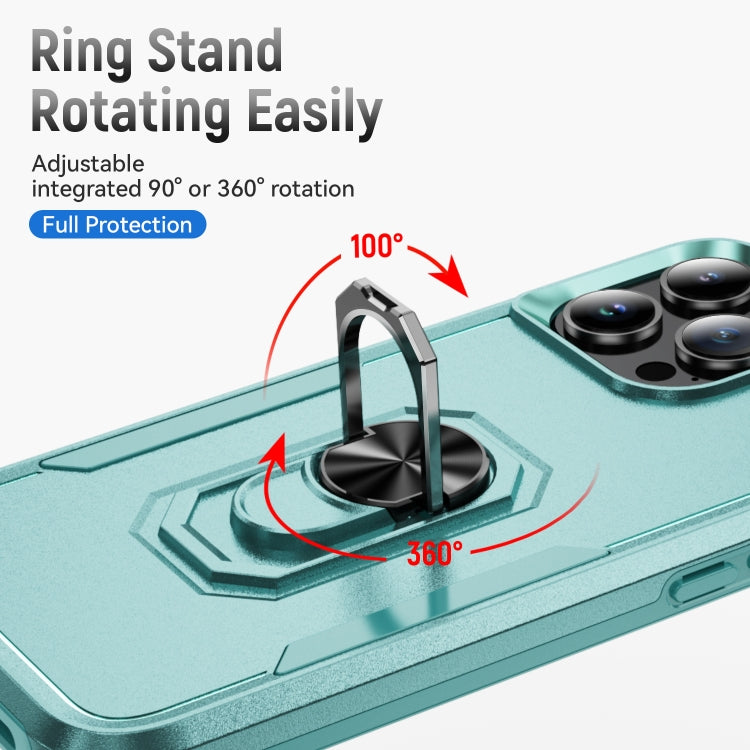 For iPhone 16 Pro Pioneer Armor Heavy Duty PC + TPU Phone Case with Holder