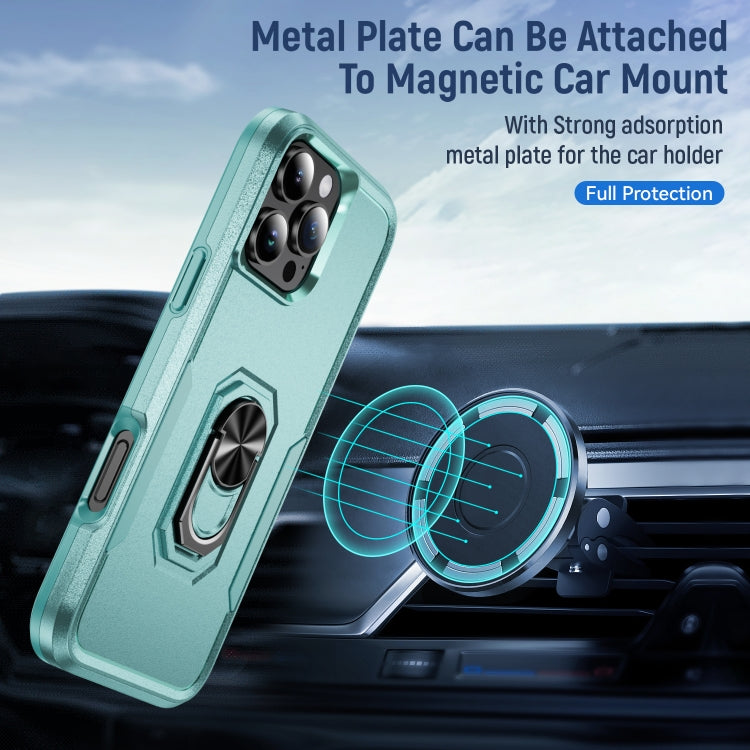 For iPhone 16 Pro Pioneer Armor Heavy Duty PC + TPU Phone Case with Holder