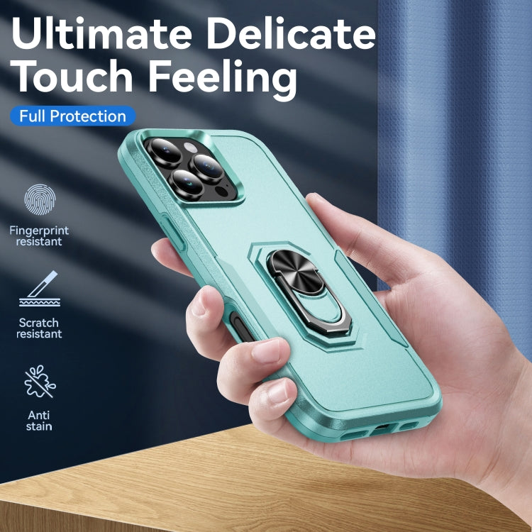 For iPhone 16 Pro Pioneer Armor Heavy Duty PC + TPU Phone Case with Holder