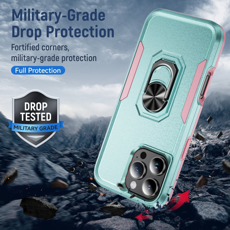 For iPhone 16 Pro Pioneer Armor Heavy Duty PC + TPU Phone Case with Holder