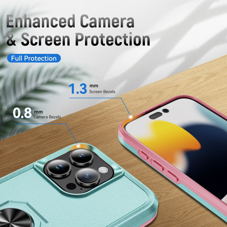 For iPhone 16 Pro Pioneer Armor Heavy Duty PC + TPU Phone Case with Holder