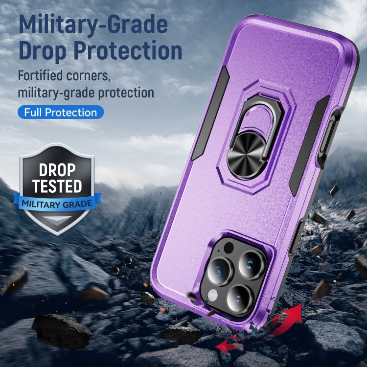 For iPhone 16 Pro Pioneer Armor Heavy Duty PC + TPU Phone Case with Holder