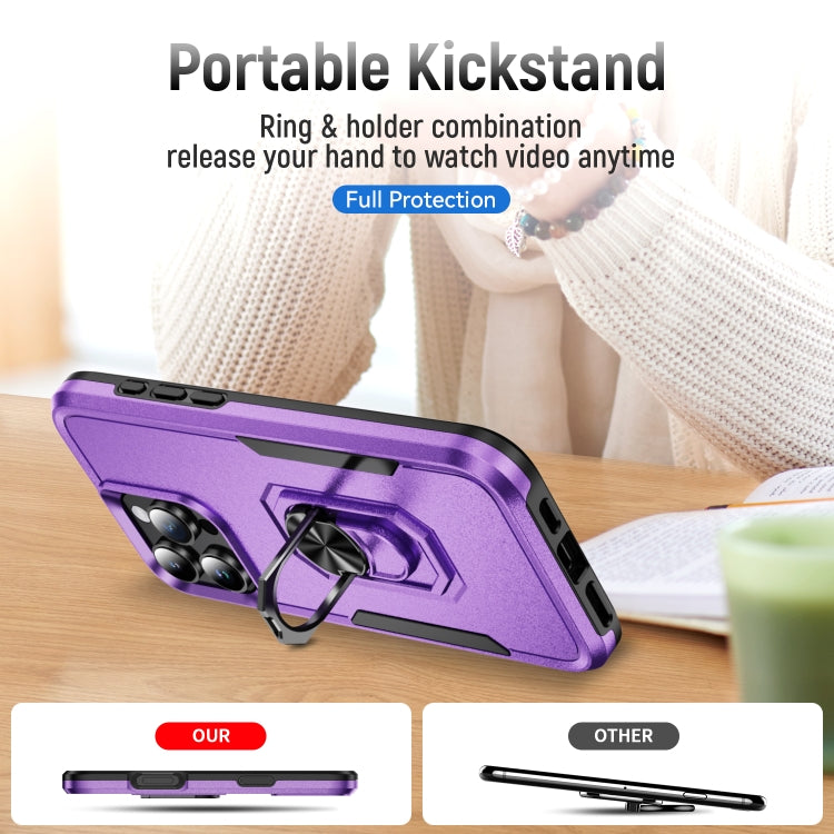 For iPhone 16 Pro Pioneer Armor Heavy Duty PC + TPU Phone Case with Holder