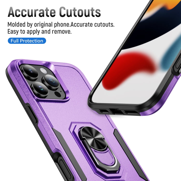 For iPhone 16 Pro Pioneer Armor Heavy Duty PC + TPU Phone Case with Holder