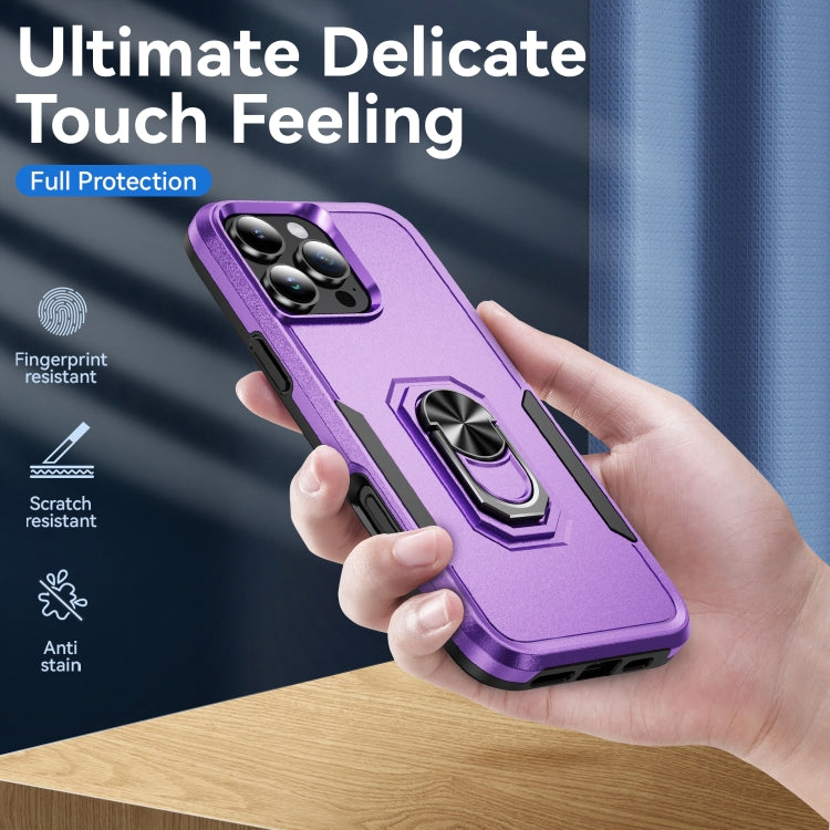 For iPhone 16 Pro Pioneer Armor Heavy Duty PC + TPU Phone Case with Holder