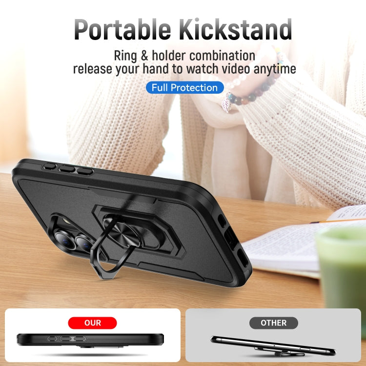 For iPhone 16 Plus Pioneer Armor Heavy Duty PC + TPU Phone Case with Holder