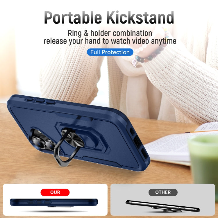 For iPhone 16 Plus Pioneer Armor Heavy Duty PC + TPU Phone Case with Holder