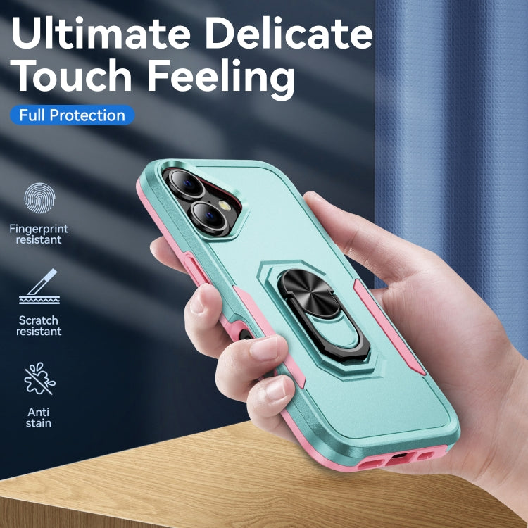 For iPhone 16 Plus Pioneer Armor Heavy Duty PC + TPU Phone Case with Holder