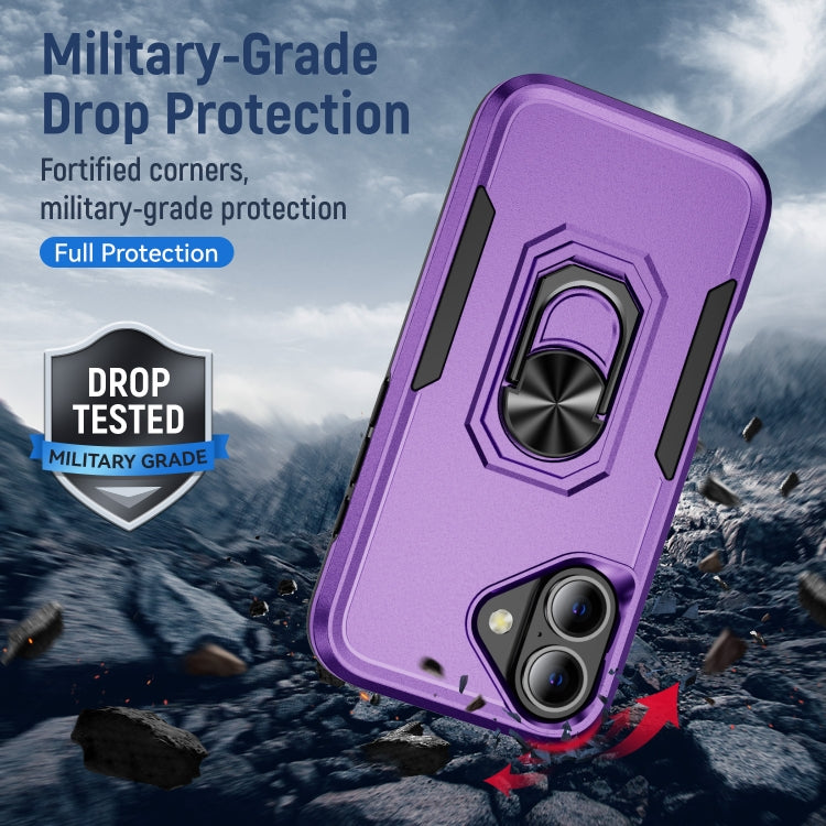 For iPhone 16 Plus Pioneer Armor Heavy Duty PC + TPU Phone Case with Holder