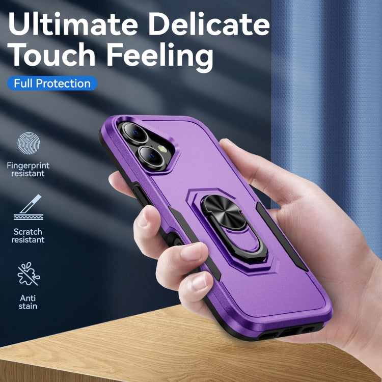 For iPhone 16 Plus Pioneer Armor Heavy Duty PC + TPU Phone Case with Holder