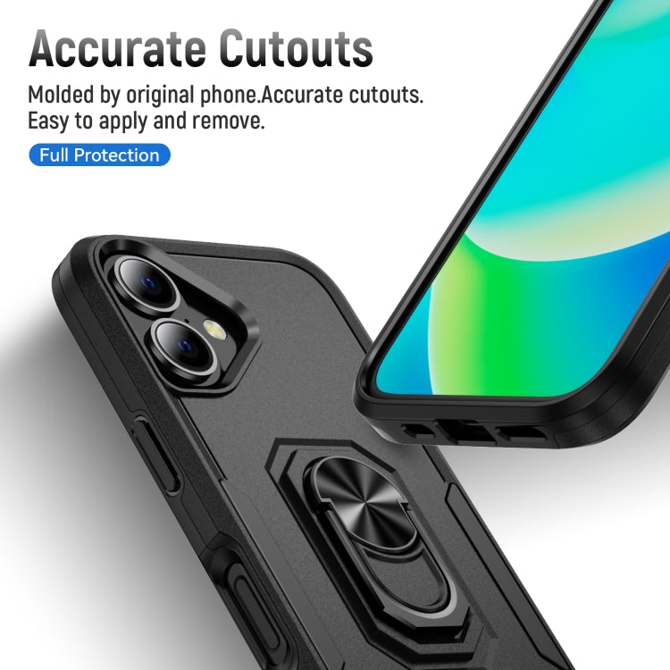 For iPhone 16 Pioneer Armor Heavy Duty PC + TPU Phone Case with Holder