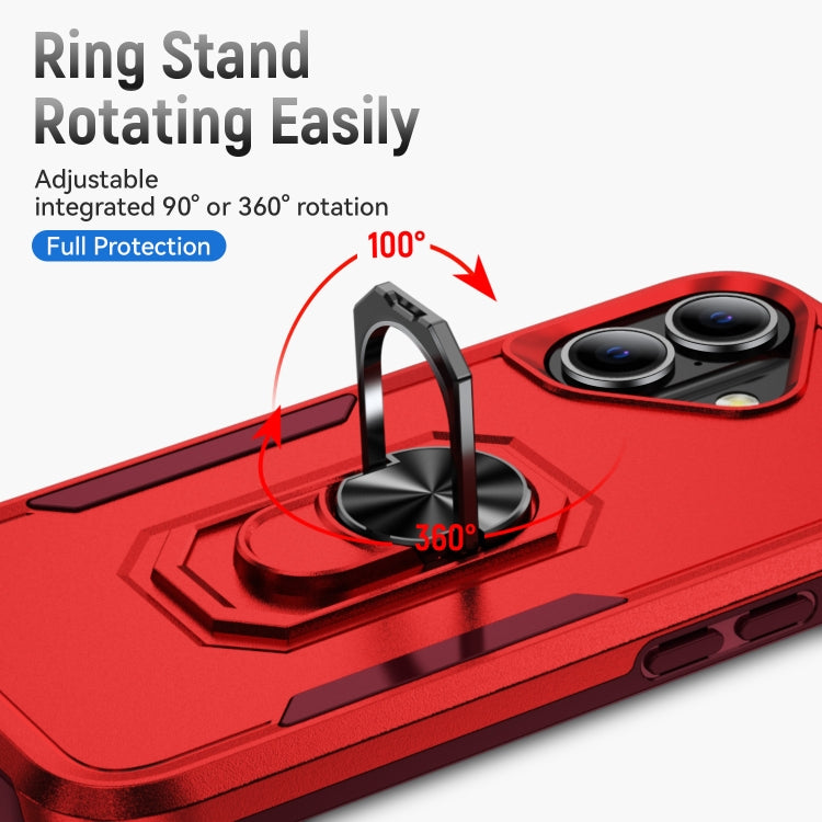 For iPhone 16 Pioneer Armor Heavy Duty PC + TPU Phone Case with Holder