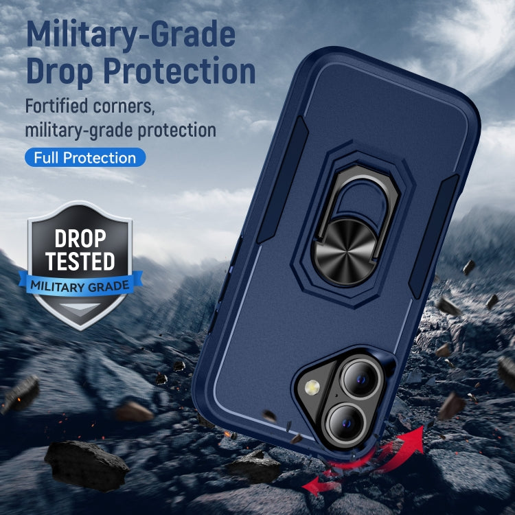 For iPhone 16 Pioneer Armor Heavy Duty PC + TPU Phone Case with Holder
