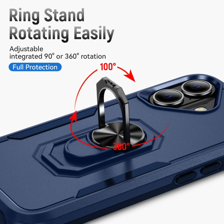 For iPhone 16 Pioneer Armor Heavy Duty PC + TPU Phone Case with Holder