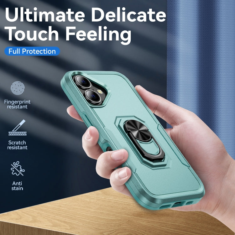For iPhone 16 Pioneer Armor Heavy Duty PC + TPU Phone Case with Holder